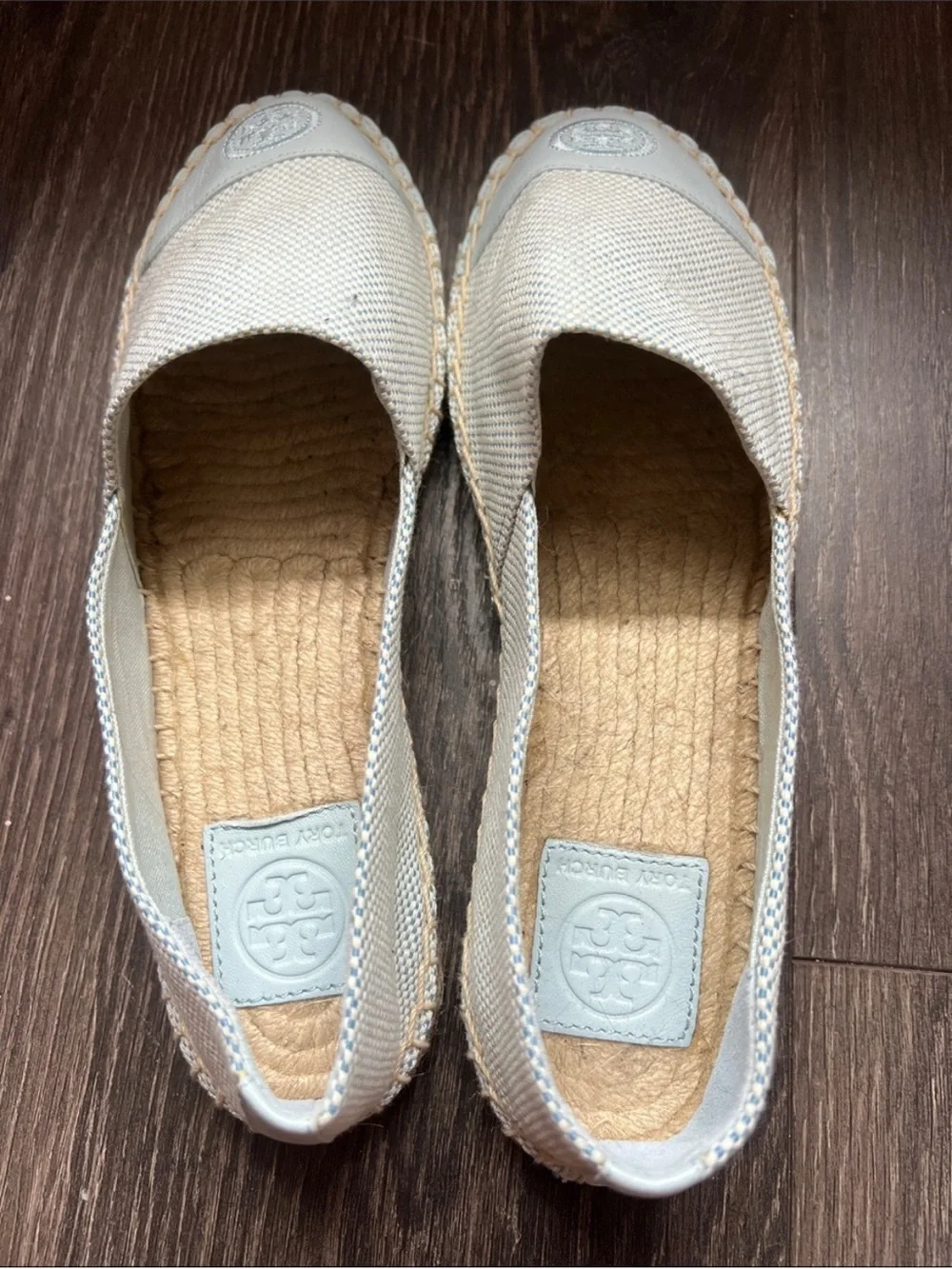 Tory Burch Colorblock Espadrille Flat in Seltzer Blue size 8